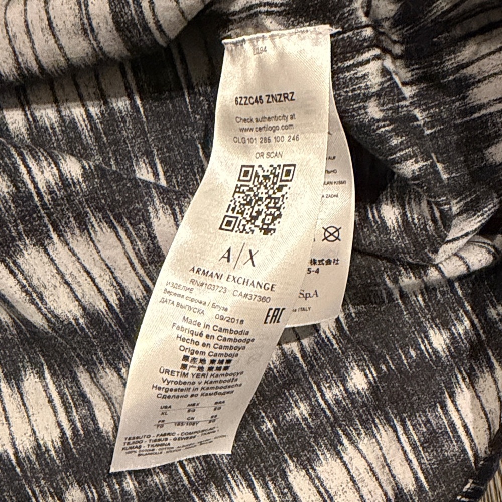 A/X Armani Exchange Black and White Men's XL long sleeve Shirt - Picture 4 of 9